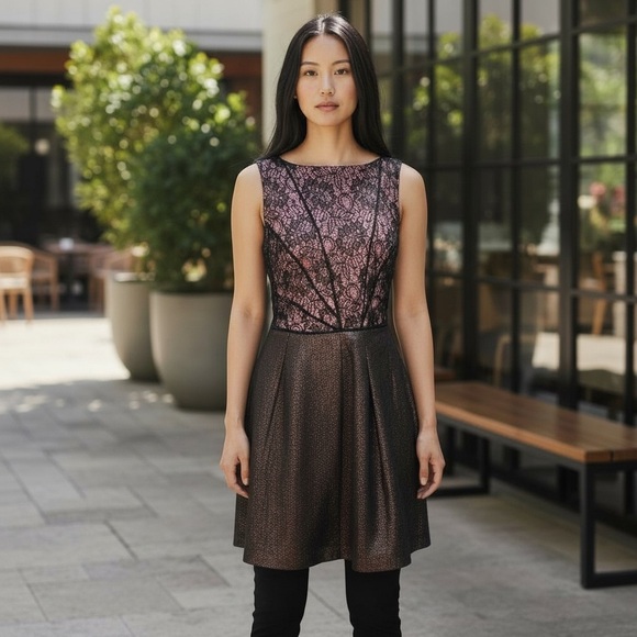 Lovely by Adrianna Papell Women’s Party Dress Size 12 Lace and Metallic - Picture 1 of 10